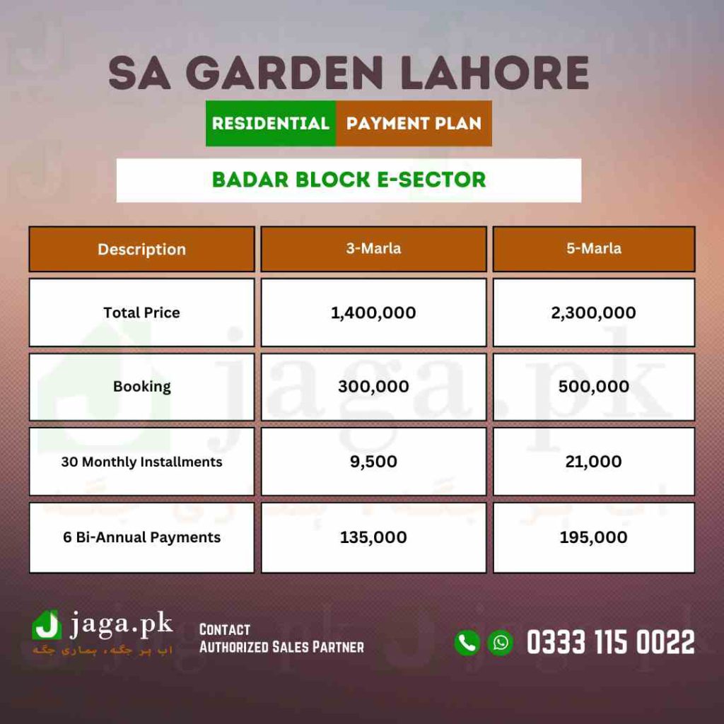 Badar Block E-sector Payment Plan