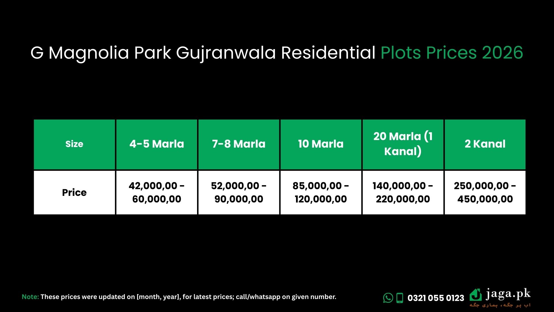 G Magnolia Park Gujranwala Residential Plots Prices 2026