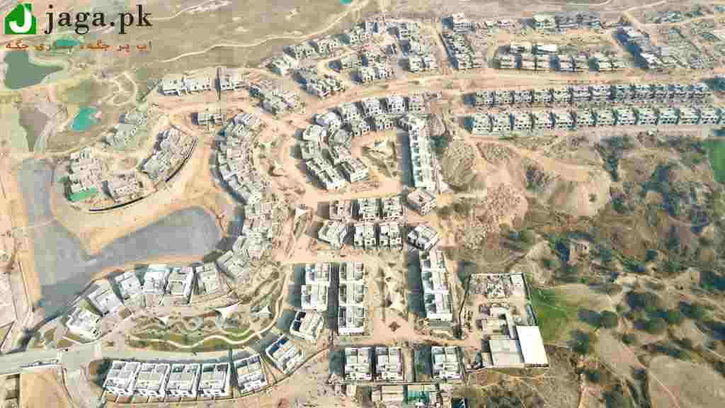 Drone view of villas development progress