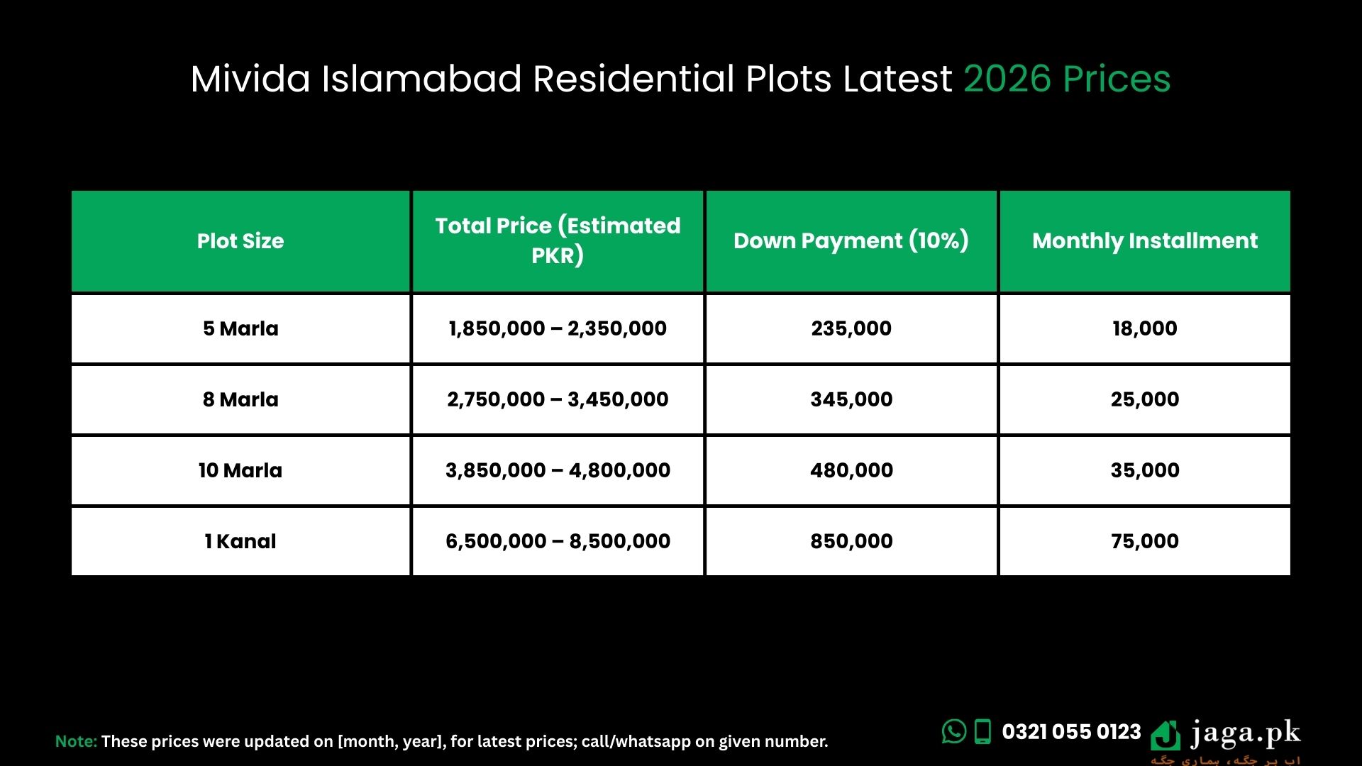 Mivida Islamabad Latest 2026 Prices