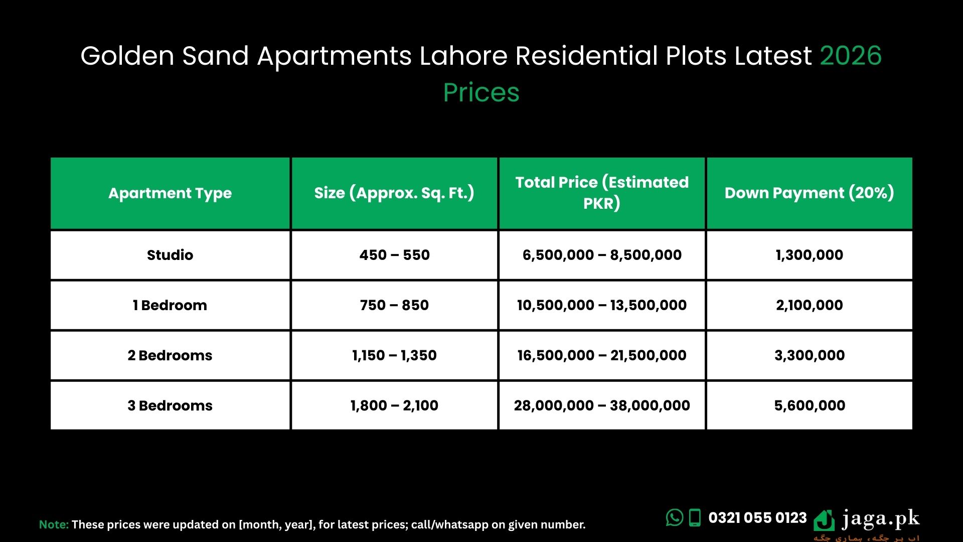 Golden Sand Apartments Lahore Latest 2026 Prices