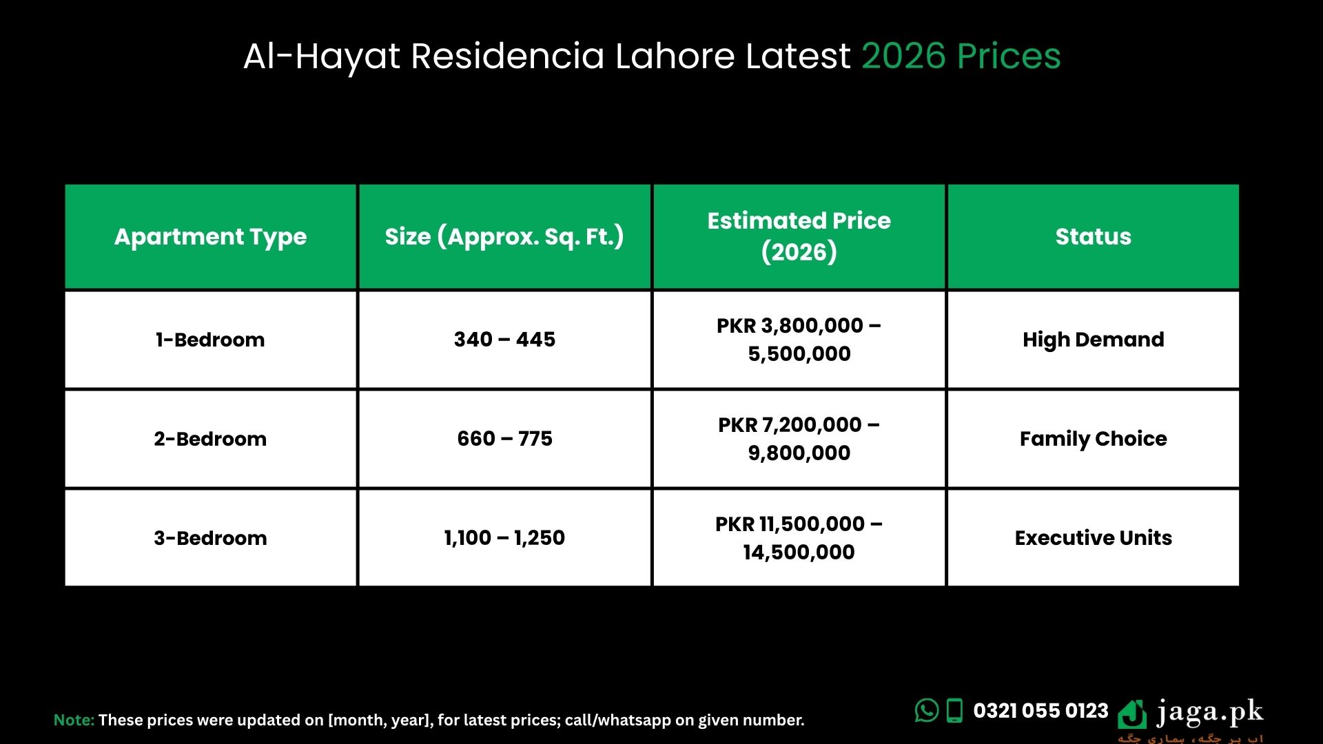 Al-Hayat Residencia Lahore Latest 2026 Prices