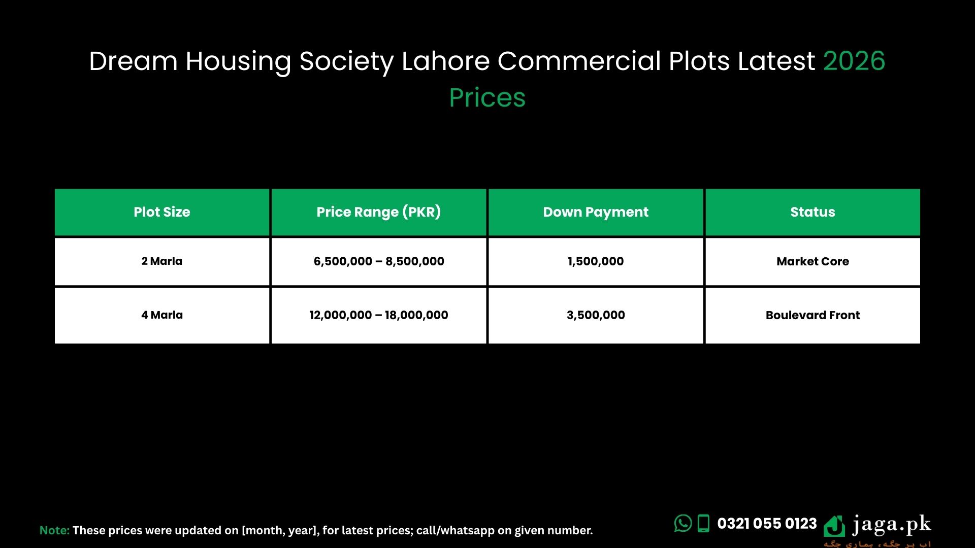 Dream Housing Society Lahore Latest 2026 Prices