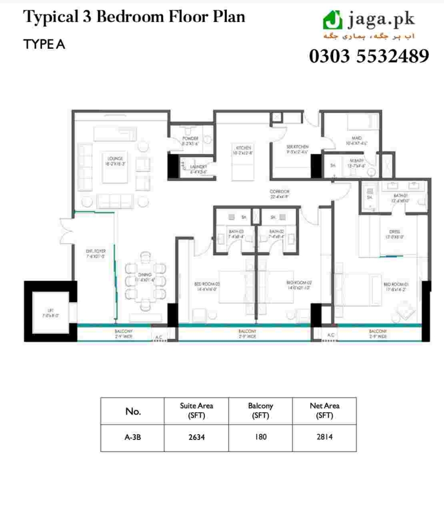 Typical Floor Plan Type A 3 Bedroom Floor Plan