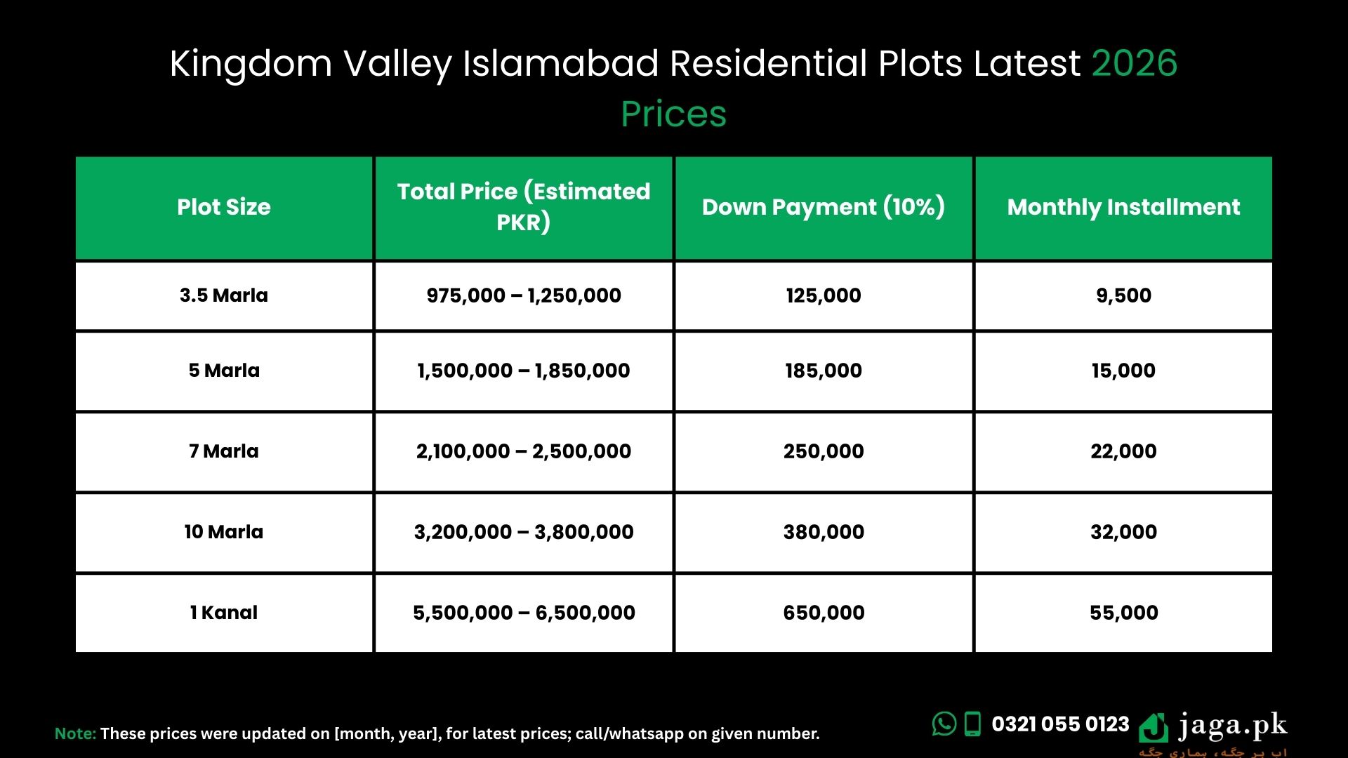Kingdom Valley Islamabad Latest 2026 Prices