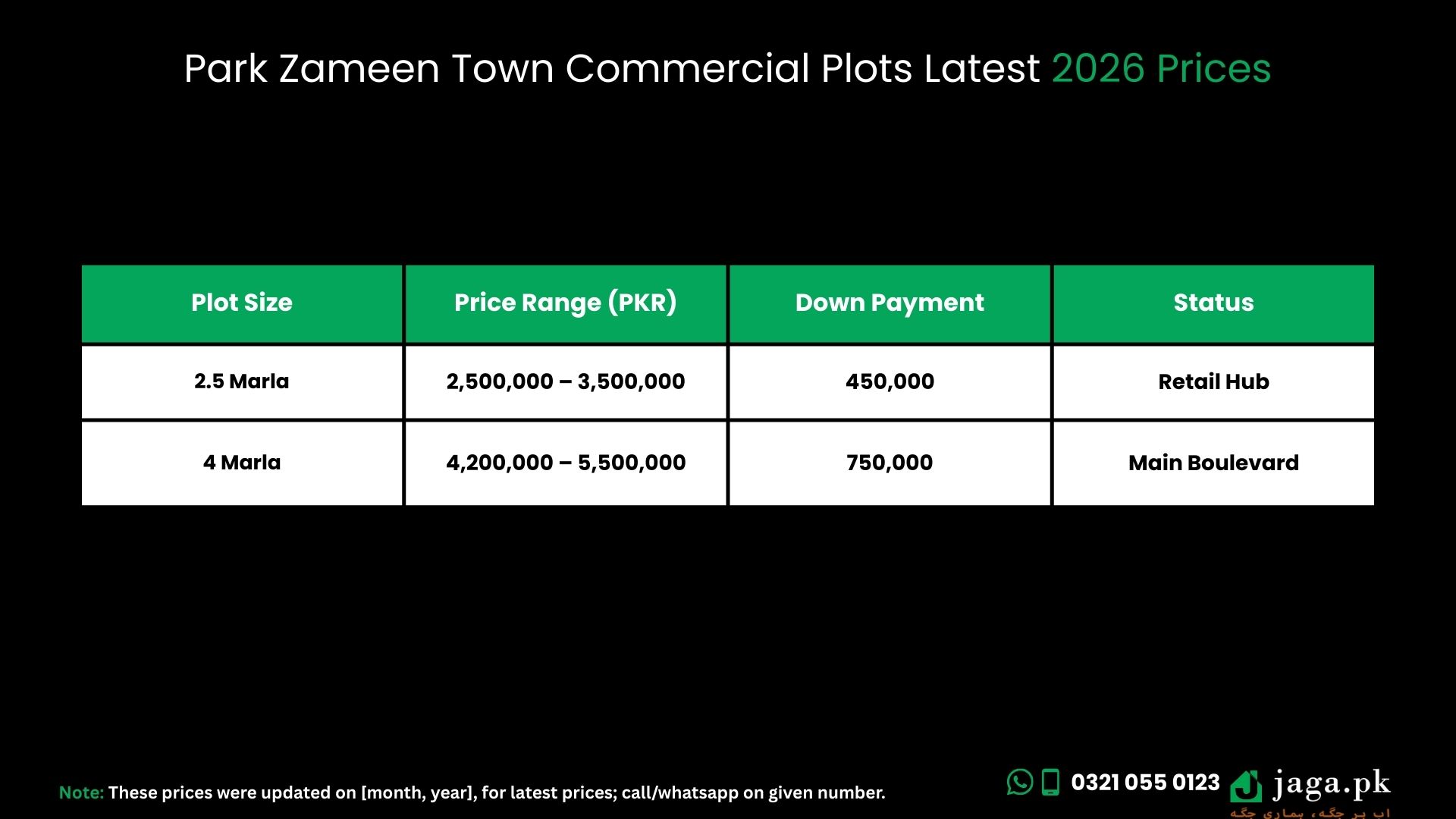 Park Zameen Town Latest 2026 Prices