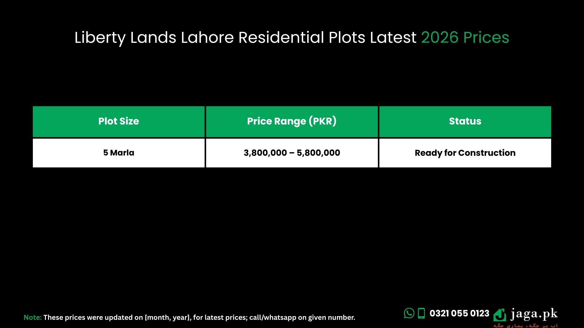 Liberty Lands Lahore Latest 2026 Prices