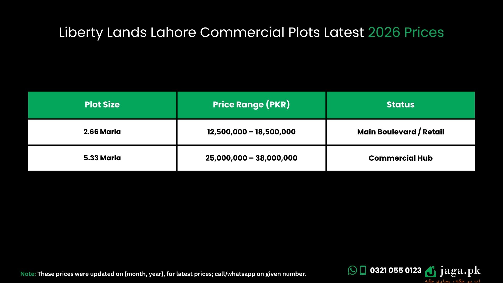 Liberty Lands Lahore Latest 2026 Prices