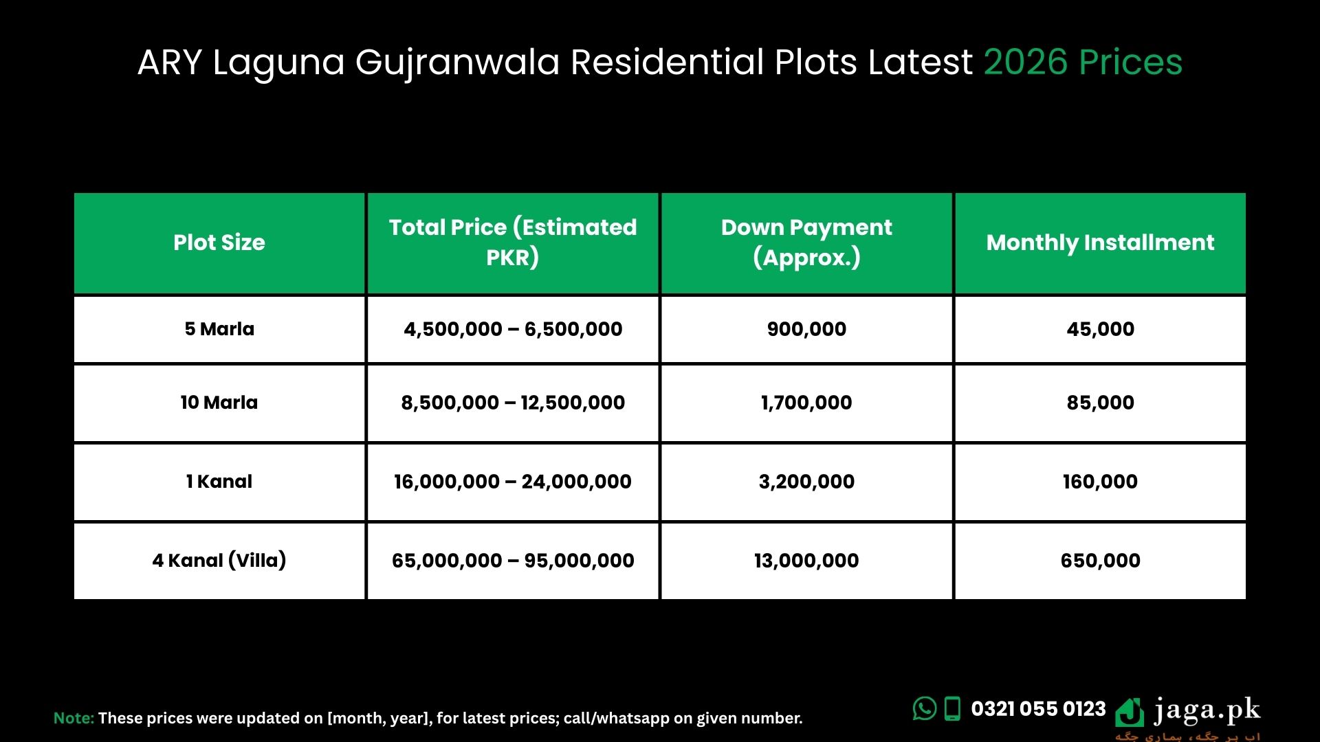 ARY Laguna Gujranwala Latest January 2026 Prices