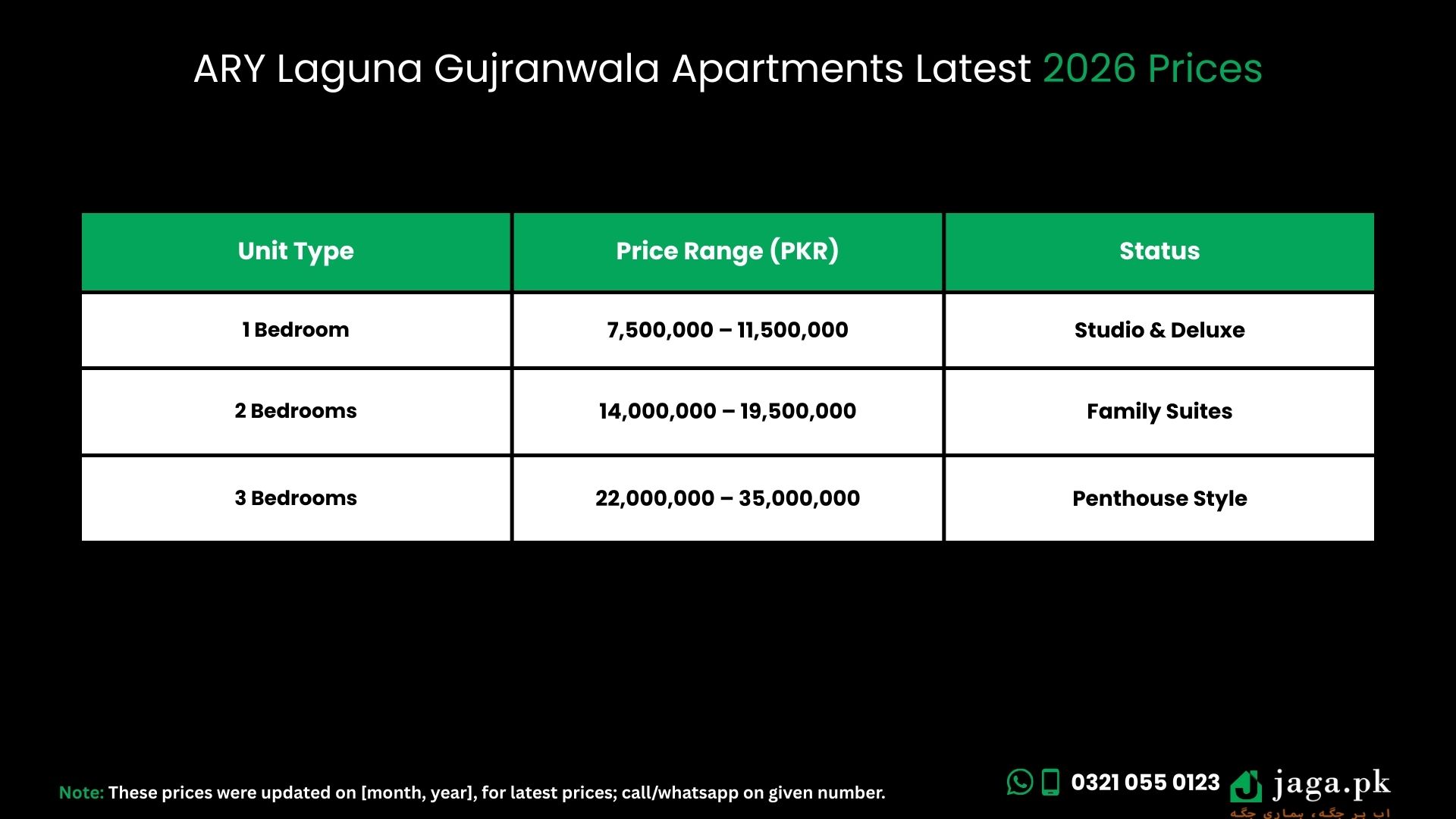 ARY Laguna Gujranwala Latest January 2026 Prices