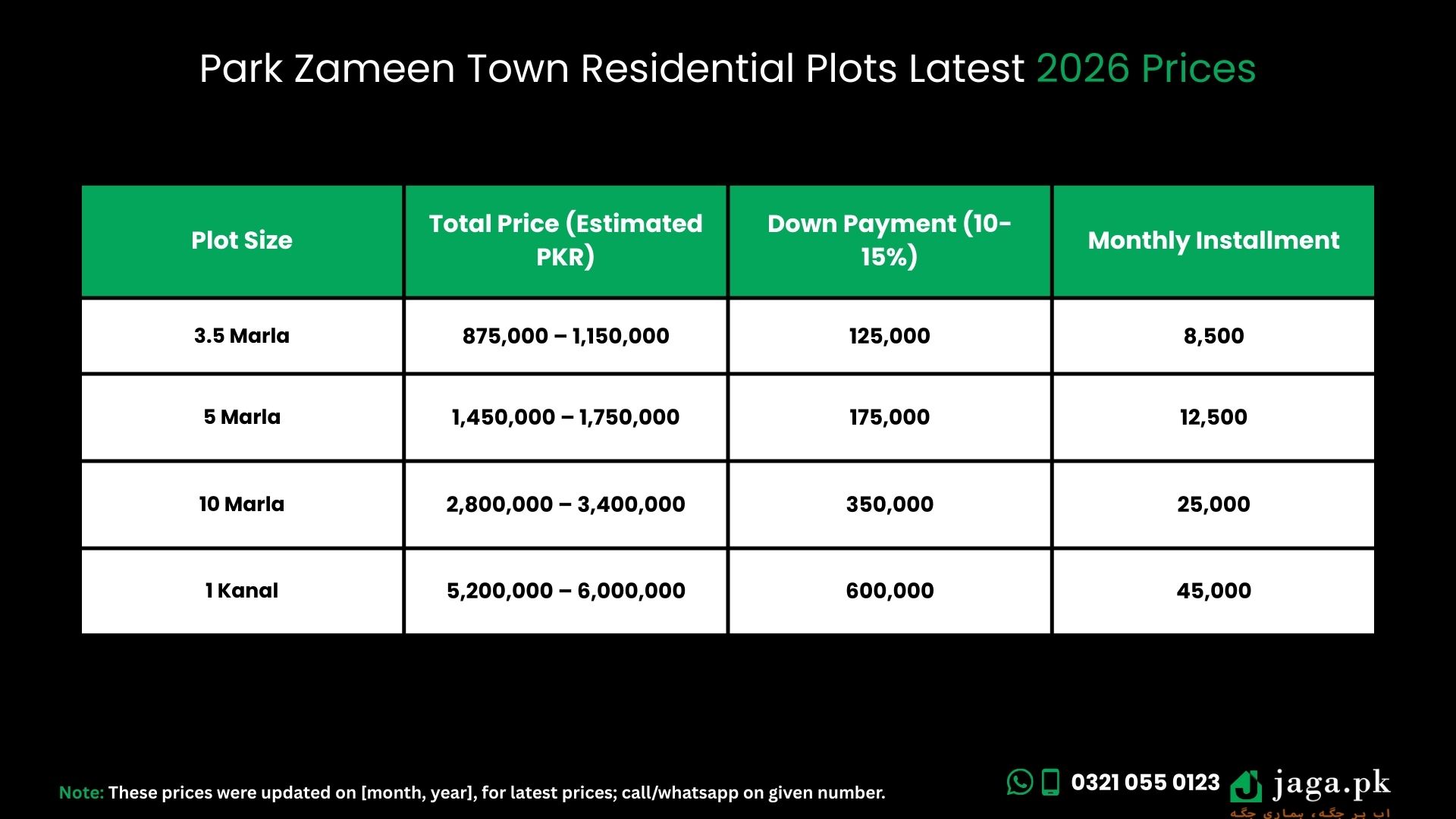 Park Zameen Town Latest 2026 Prices