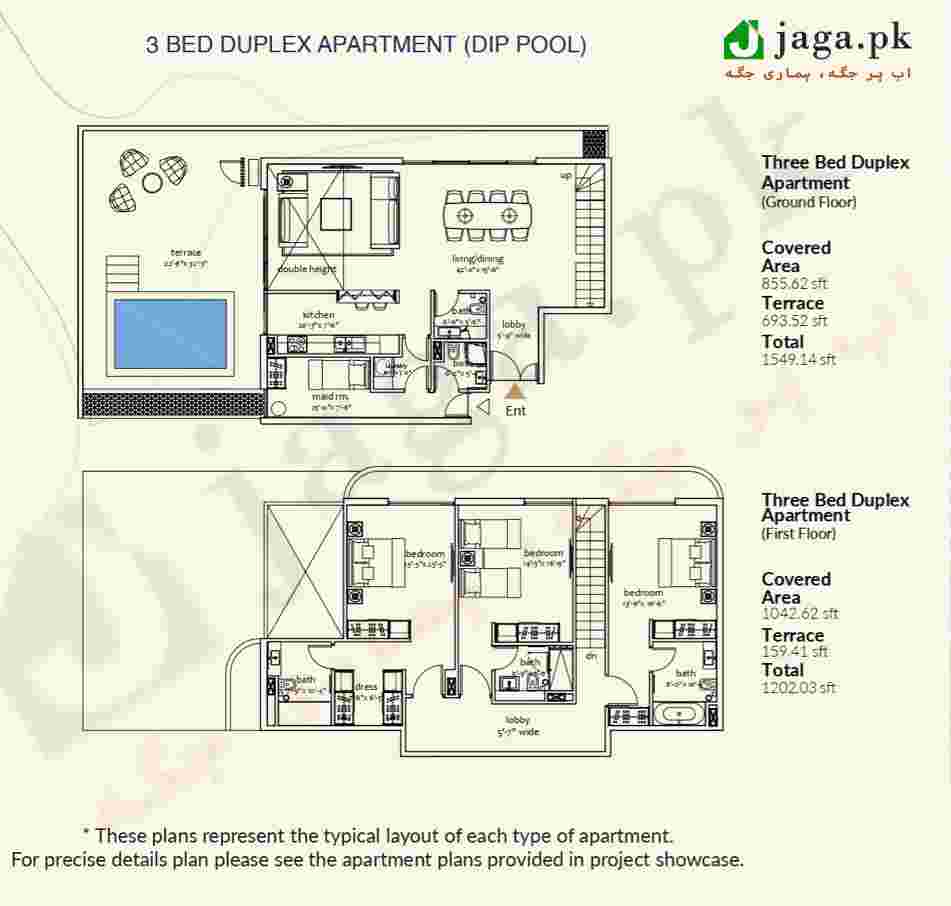 OCR 3 bed duplex pool layout plan