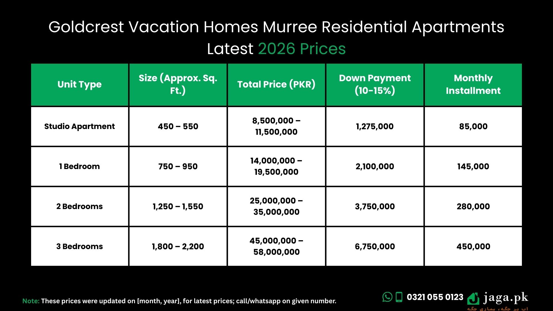 Goldcrest Vacation Homes Murree Latest 2026 Prices