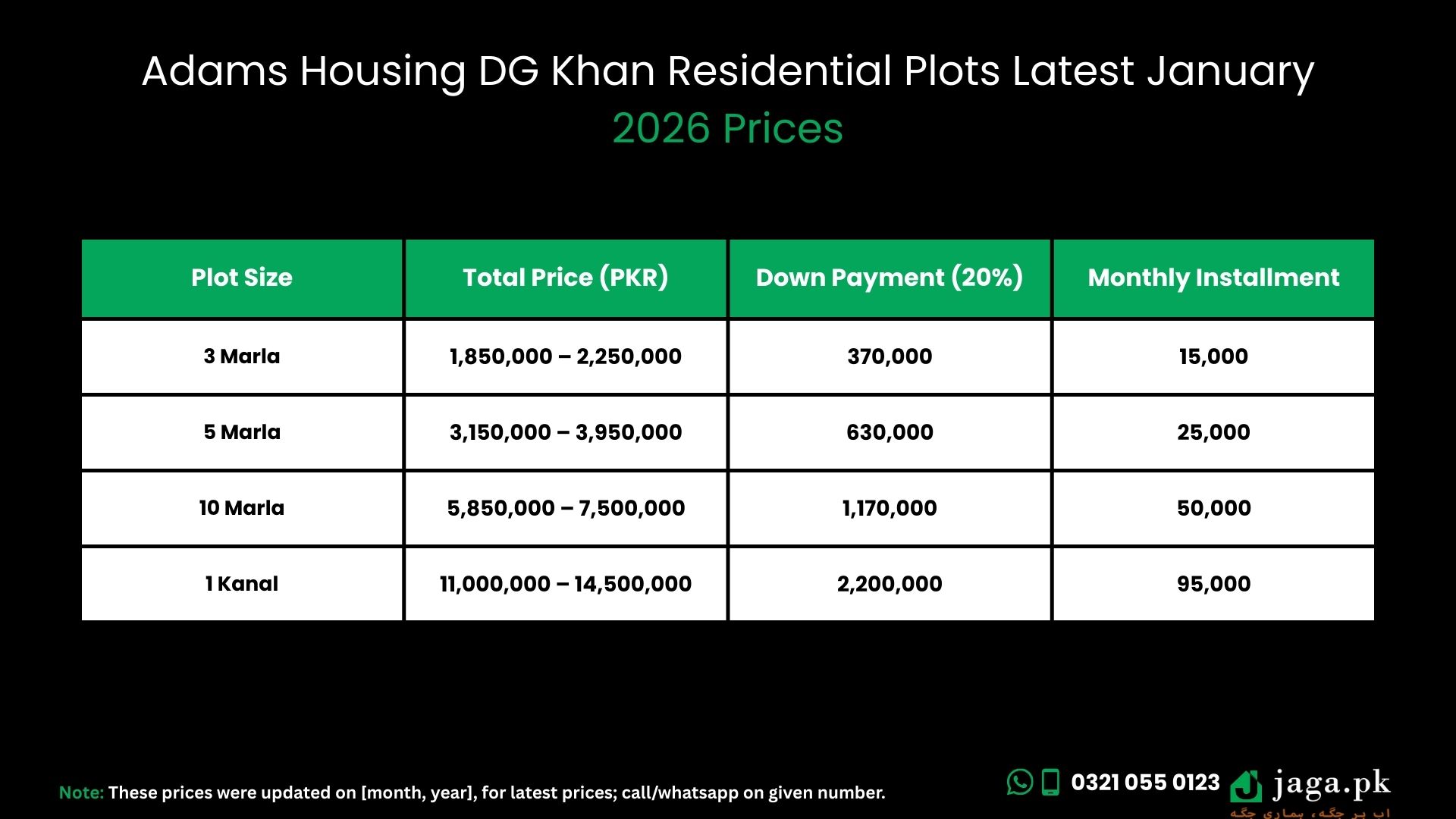Adams Housing DG Khan Latest January 2026 Prices