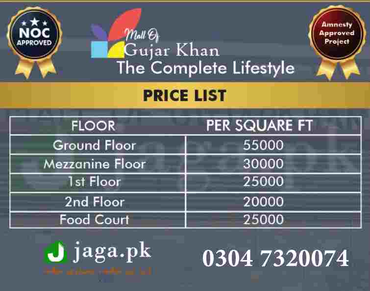 Mall of Gujar Khan Payment Plan