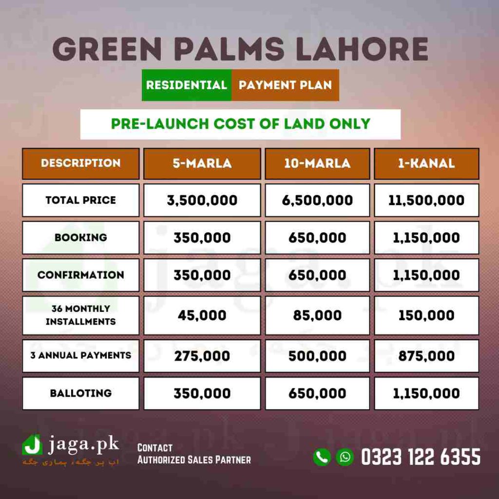 Green Palms Lahore Payment Plan 2023