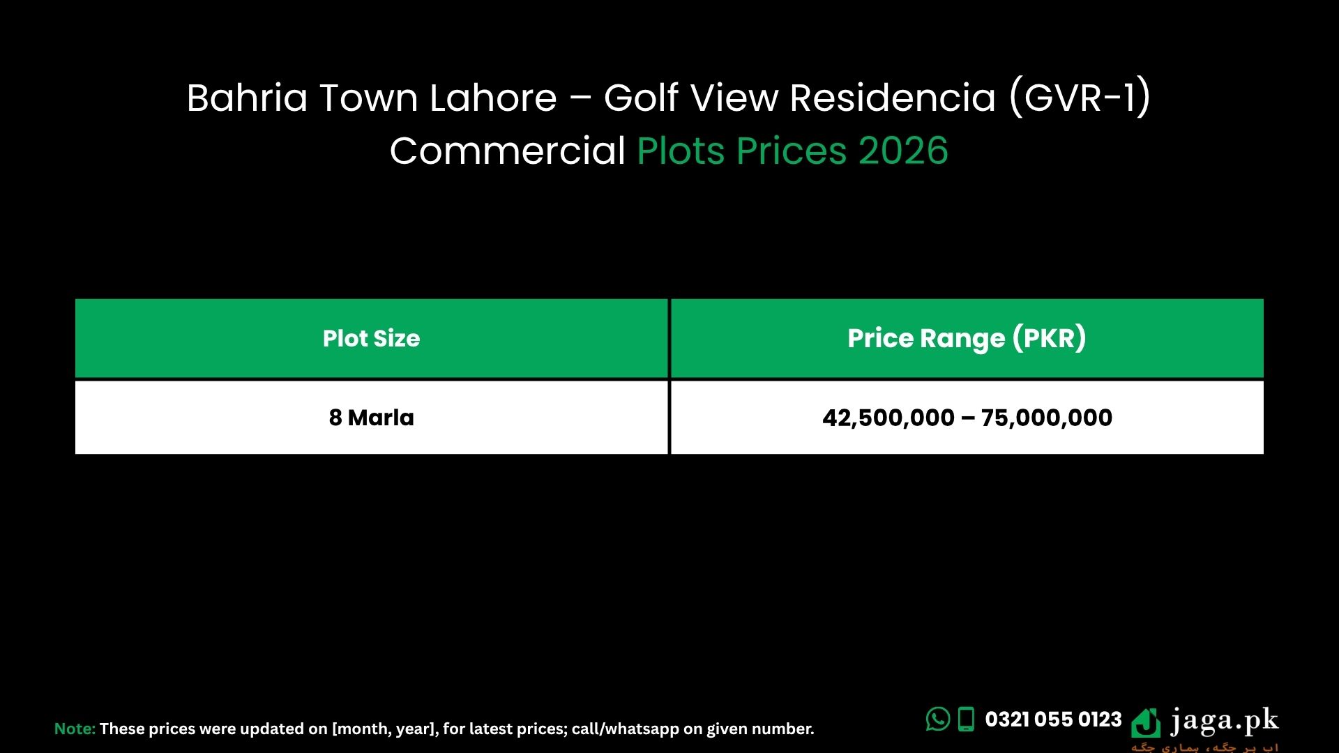 Bahria Town Lahore – Golf View Residencia (GVR-1) Commercial Plots Prices (2026)