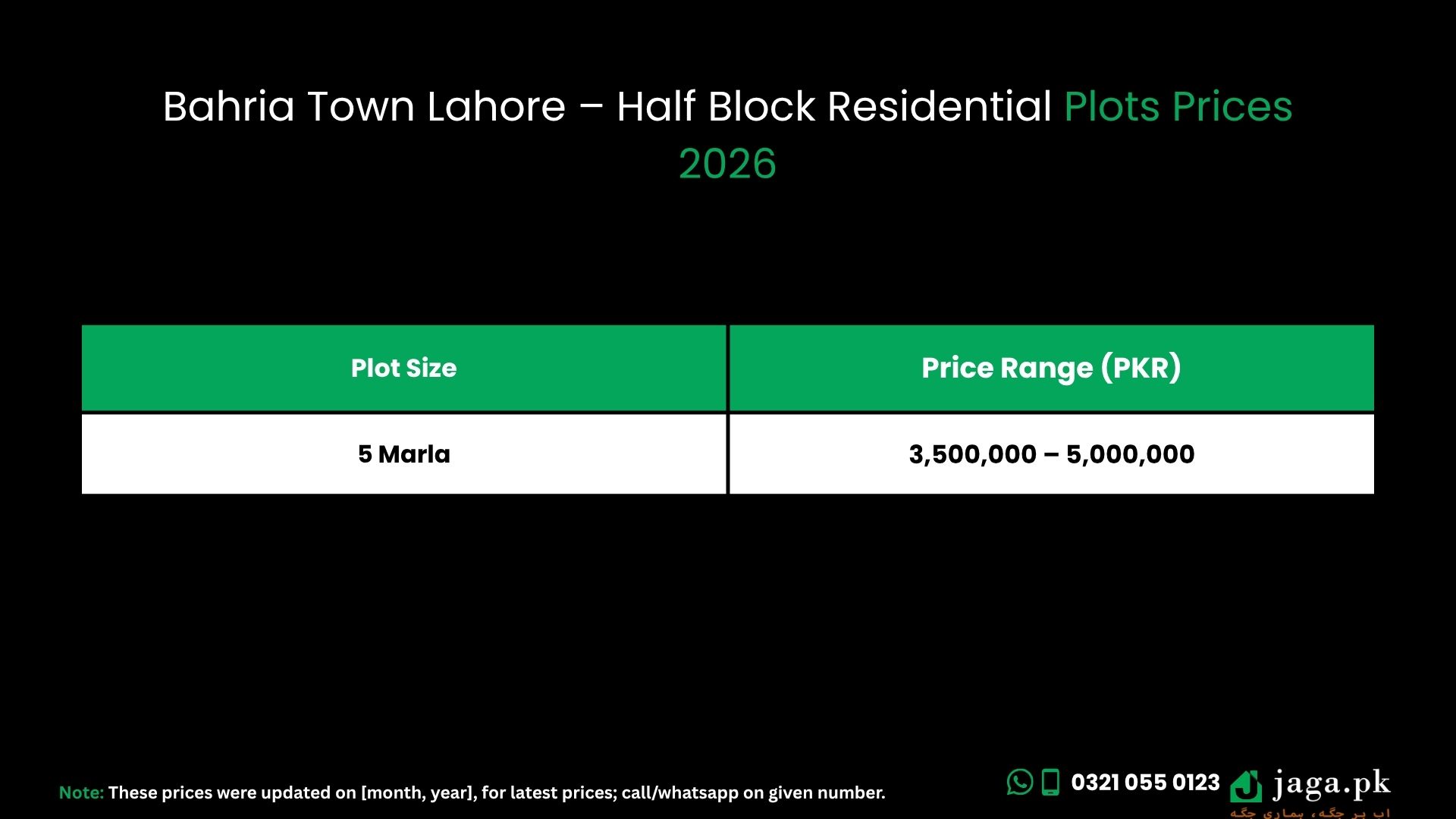 Bahria Town Lahore – Half Block Residential Plots Prices (2026)