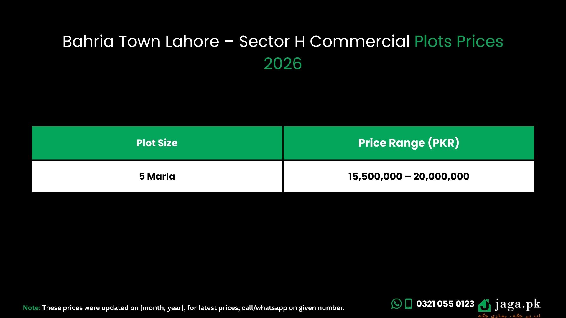 Bahria Town Lahore – Sector H Commercial Plots Prices (2026)